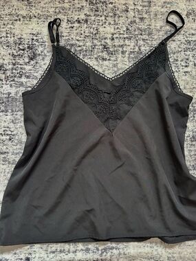 Black Lace Trim Camisole Top